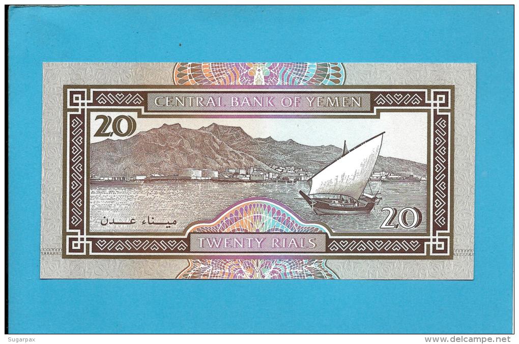 YEMEN ARAB REPUBLIC - 20 RIALS -  ND ( 1990 ) - P 26.b -  Sign. 8 - UNC. - Central Bank Of Yemen - 2 Scans - Jemen