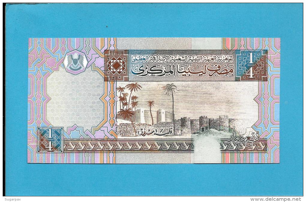 LIBYA - 1/4 Dinar - ( 2002 ) - P 62 -  UNC. - Sign. 4 - Series 5 -  See 2 Scans - Libia