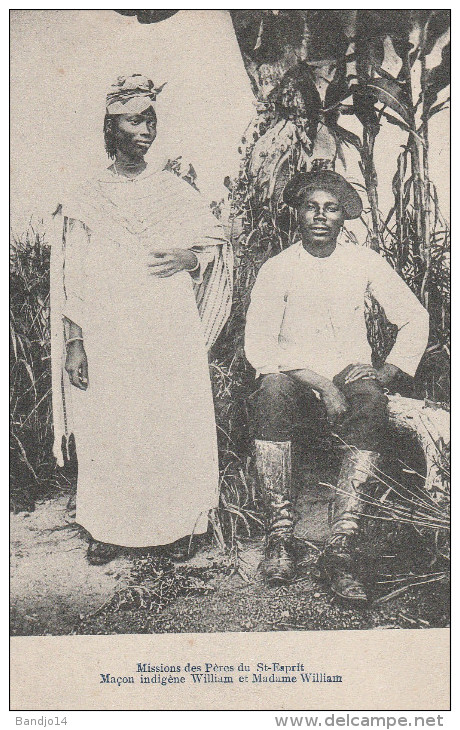 Afrique - Mission Des Peres Du St Esprit  -  Maçon Indigene William Et Madame  - Scan Recto-verso - Non Classés