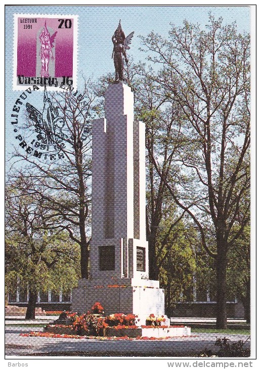 Lithuania  , 1991 , Kaunas , Statue Of Liberty  , Maxicard - Lithuania