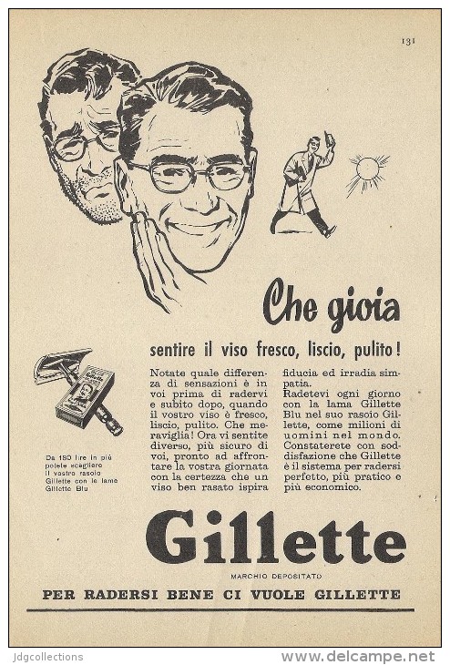 # GILLETTE BLADES 1950s Advert Pubblicità Publicitè Reklame Lamette Rasoio Lames Rasoir Cuchillas Klingen - Rasierklingen