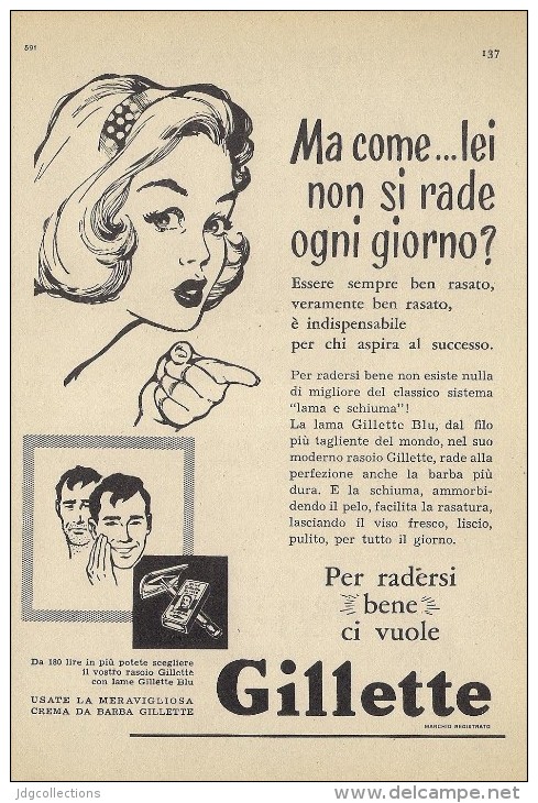 # GILLETTE BLADES 1950s Advert Pubblicità Publicitè Reklame Lamette Rasoio Lames Rasoir Cuchillas Klingen - Razor Blades