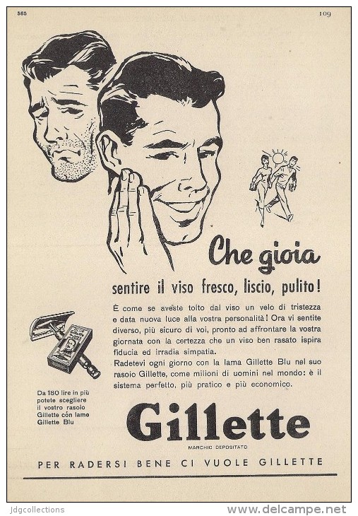 # GILLETTE BLADES 1950s Advert Pubblicità Publicitè Reklame Lamette Rasoio Lames Rasoir Cuchillas Klingen - Hojas De Afeitar