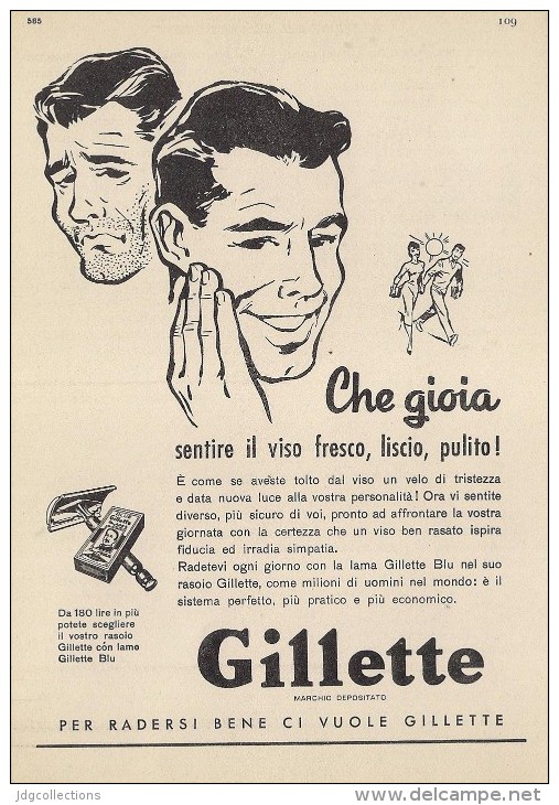 # GILLETTE BLADES 1950s Advert Pubblicità Publicitè Reklame Lamette Rasoio Lames Rasoir Cuchillas Klingen - Lames De Rasoir