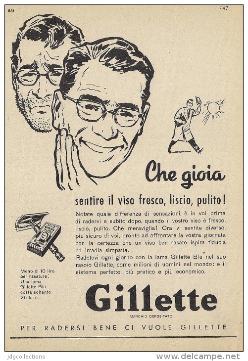 # GILLETTE BLADES 1950s Advert Pubblicità Publicitè Reklame Lamette Rasoio Lames Rasoir Cuchillas Klingen - Hojas De Afeitar