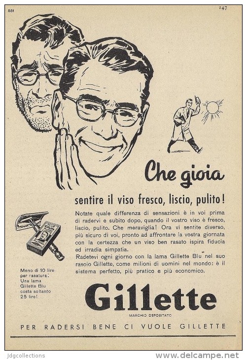 # GILLETTE BLADES 1950s Advert Pubblicità Publicitè Reklame Lamette Rasoio Lames Rasoir Cuchillas Klingen - Lamette Da Barba