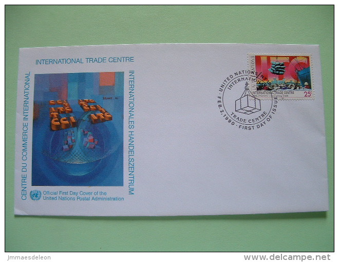 United Nations - New York - 1990 - FDC Cover - International Trade Center - Ship Harbor Crane - Briefe U. Dokumente