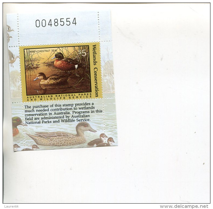 (Stamp 99 - 17-7-2015) Australian National Park - Ducks - Cinderella (face Value $ 5.00 Mini-sheet) - Cinderellas