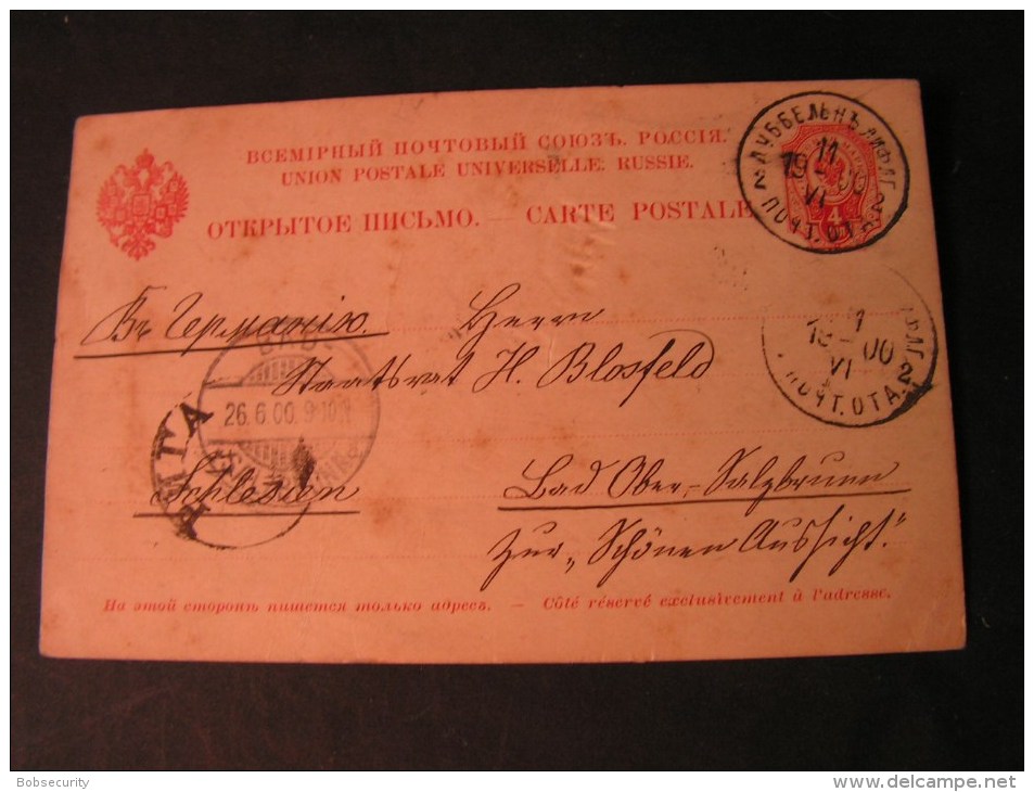 == Russland Karte - Bahnpost ?  Nach Bad Salzbrunn  1900 - Stamped Stationery