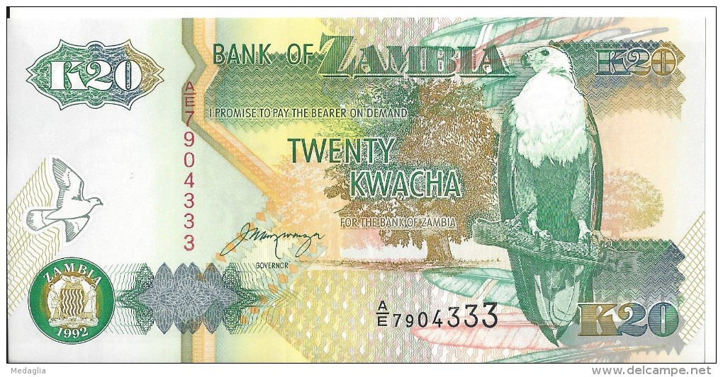 ZAMBIE - 20 Kwacha 1992 UNC - Zambia