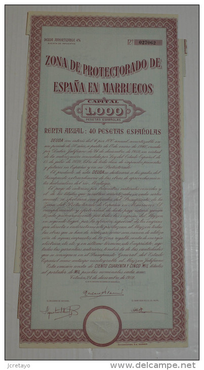 Zone De Protectorat Espagnol Au Maroc - Zona De Protectorado De Espana En Marruecos. - Banque & Assurance