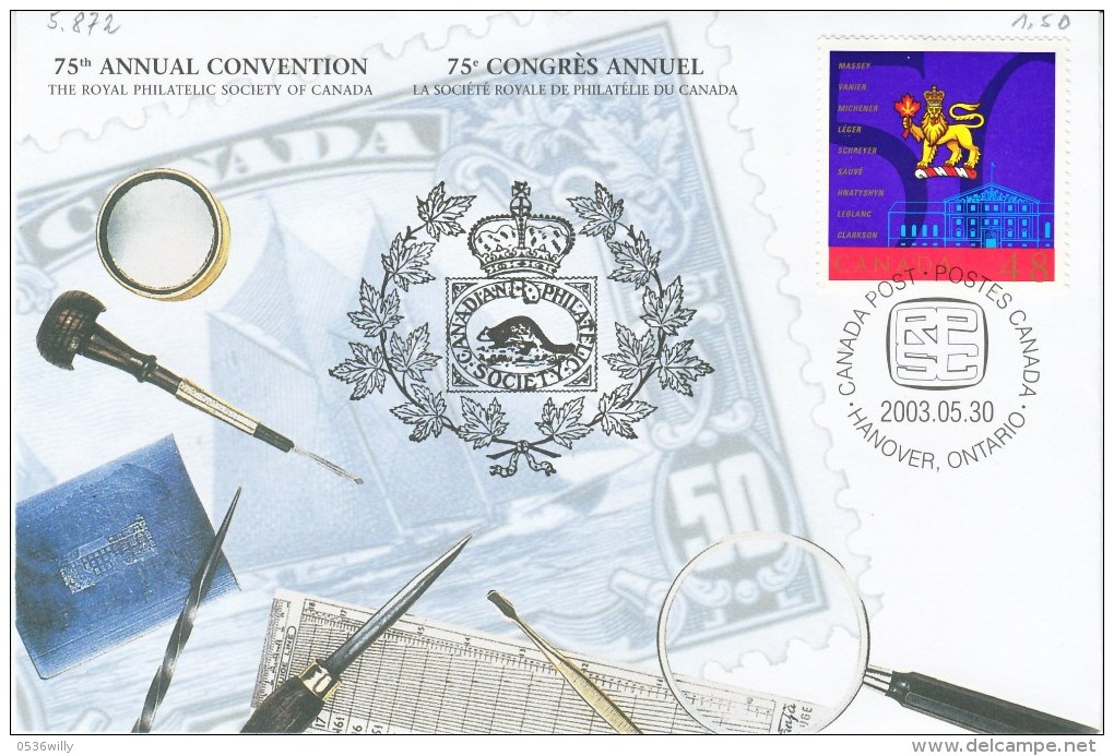Canada 2003. Schiffahrt. 75th Annual Convention The Royal Philatelic Society Of Canada (5.872) - Covers & Documents