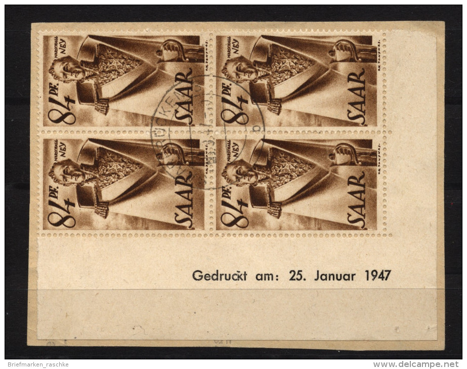 Saar,224,Br 25.Januar 1947 + VI,o,gep.,saardru - Gebraucht