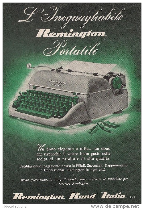 # REMINGTON RAND ITALIA Typewriter 1950s Advert Pubblicità Publicitè Reklame Machine A Ecrire Schreibmaschine - Other & Unclassified