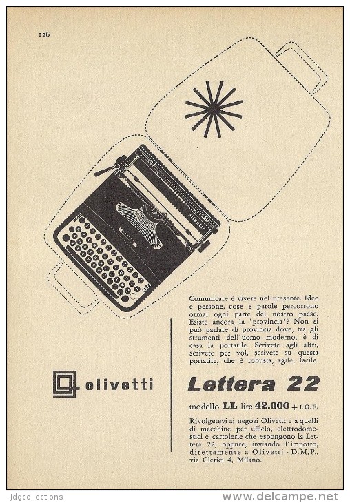 # OLIVETTI MACCHINA DA SCRIVERE  1960s Advert Pubblicità Publicitè Reklame Typewriter Machine Ecrire Schreibmaschine - Other & Unclassified
