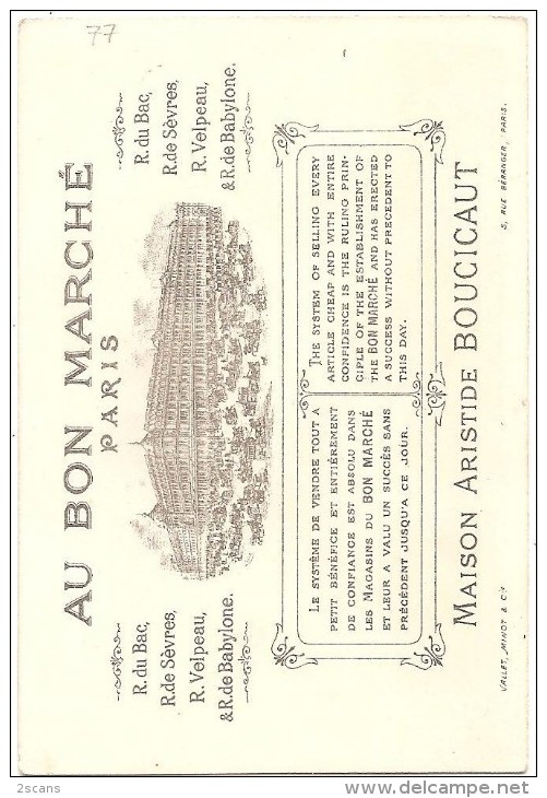 Chromo AU BON MARCHÉ (Aristide Boucicaut, Paris) - "Les Lions De Mer" -  Vallet, Minot 8,2 X 12,1 Cm - Lion De Mer - Au Bon Marché