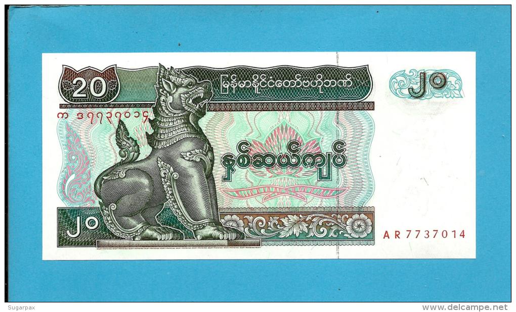 MYANMAR ( Old BURMA ) - 20 KYATS -  ND (1994 ) - P 72 - UNC. - Serie AR - 2 Scans - Myanmar