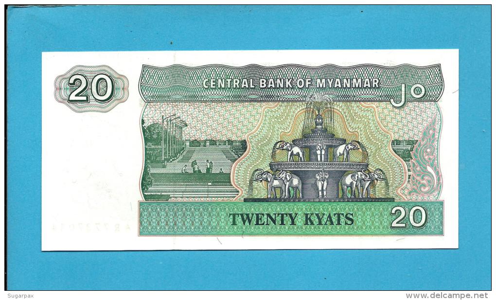 MYANMAR ( Old BURMA ) - 20 KYATS -  ND (1994 ) - P 72 - UNC. - Serie AR - 2 Scans - Myanmar