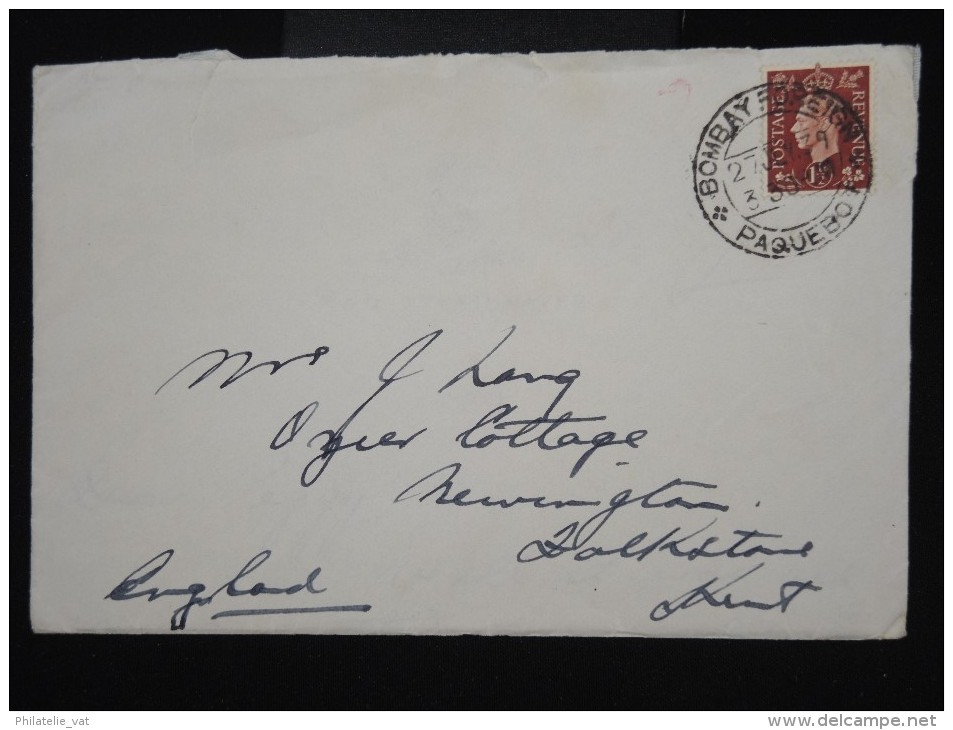 GRANDE -BRETAGNE - Obl " Bombey Foreign Paquebot 1939" Sur Enveloppe Pour GB - Aff. Plaisant - à Voir - Lot P8022 - 1936-47 Roi Georges VI