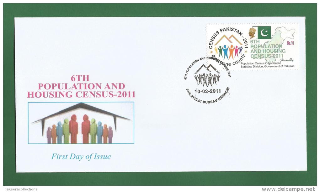 PAKISTAN 2011 - 6TH POPULATION &amp; HOUSING CENSUS  - FDC MNH ** - Flag , Map  - As Scan - Pakistan