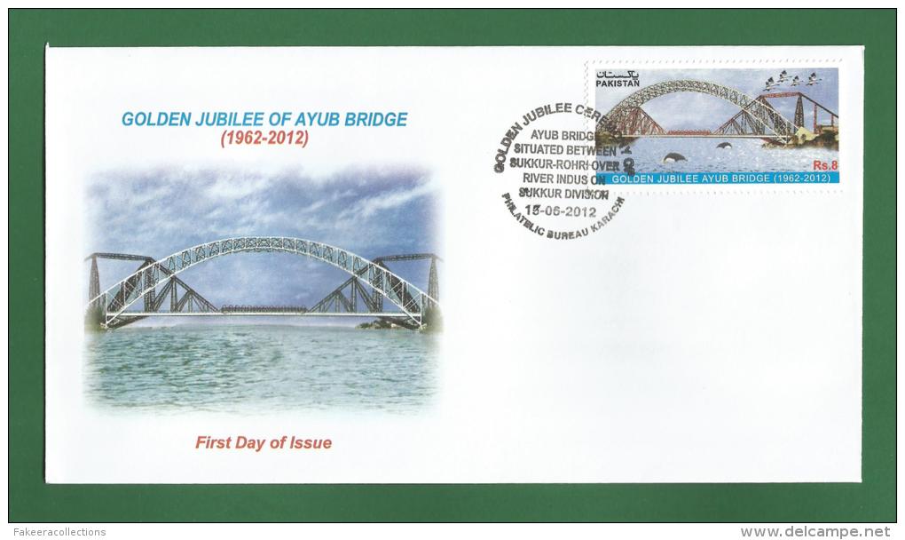 PAKISTAN 2012 - AYUB BRIDGE ( 1962-2012 ) GOLDEN JUBILEE - FDC MNH ** - DOLPHINS, BIRDS, Railway Bridges, River - Pakistan