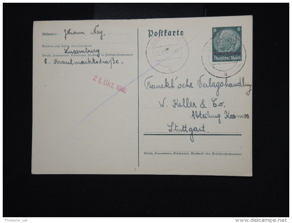 LUXEMBOURG - Entier Postal D ´occupation Allemande En 1940 Voyagé à Voir - Lot P8036 - Postwaardestukken