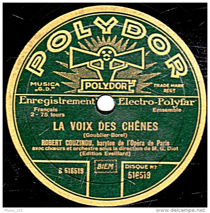 78 Trs - 30 Cm -   état TB - ROBERT COUZINOU -  SEMAILLES - LA VOIX DES CHÊNES - 78 T - Disques Pour Gramophone