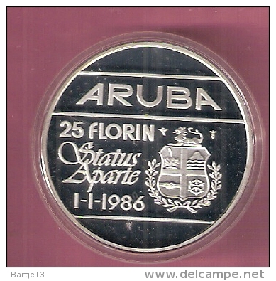 ARUBA 25 FLORIN 1986 ZILVER PROOF STATUS APARTE - Aruba