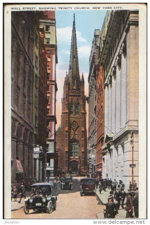 United States - Postcard Unused - Wall Street. Showing Trinity Church,New York City - 2/scans - Wall Street