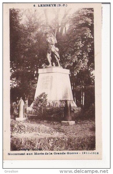 LEMBEYE (B P) 6 MONUMENT AUX MORTS DE LA GRANDE GUERRE 1914 1918 - Lembeye