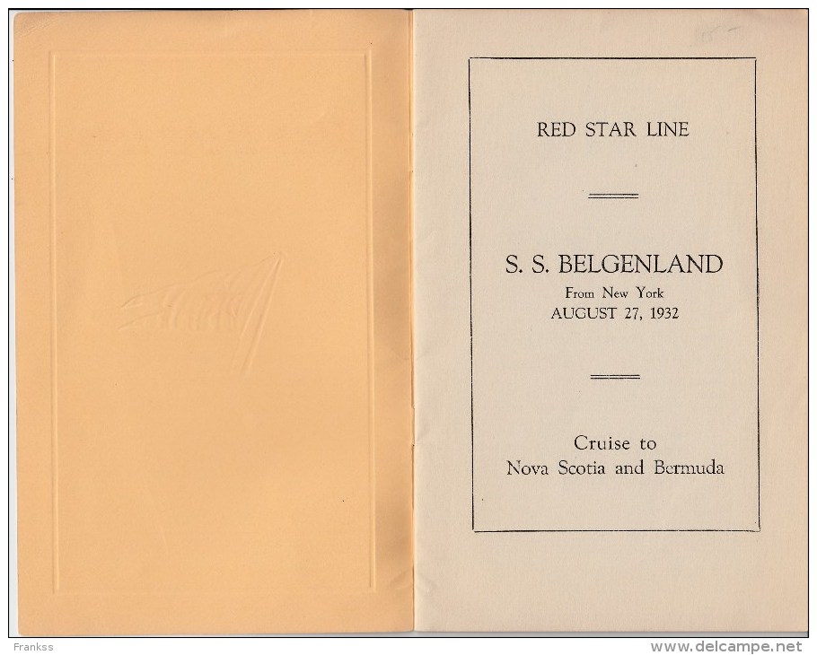 Red Star Line  Passenger List  S/S Belgenland ???? - Piroscafi