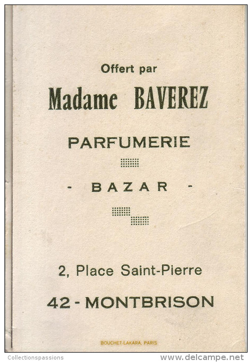 Calendrier - 1967 - Parfumerie Bazar . Madame Baverez - MONTBRISON - Parfum Glamour. Bourjois - - Petit Format : 1961-70