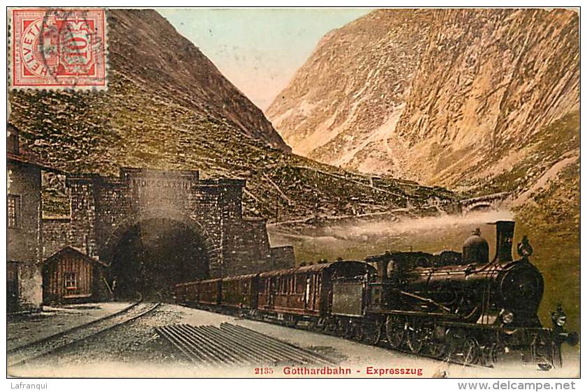 Pays Divers- Suisse -ref D599- Gotthardbahn -expresszug - Train Ligne De Chemin De Fer  - Carte Bon Etat  - - Zoug