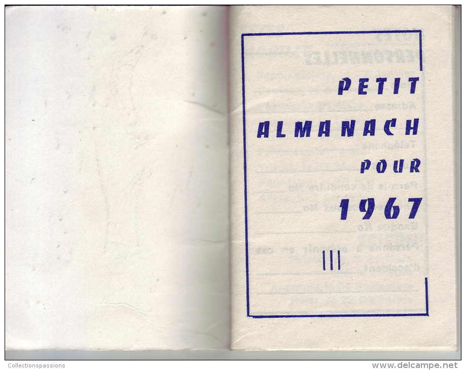 Calendrier. Petit Carnet - 1967 - Central' Bonneterie . R. Dildarian - MONTBRISON - - Klein Formaat: 1961-70