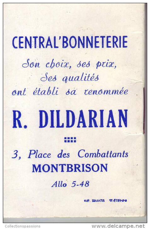 Calendrier. Petit Carnet - 1967 - Central' Bonneterie . R. Dildarian - MONTBRISON - - Petit Format : 1961-70