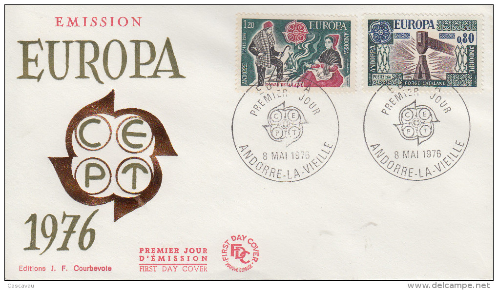 Enveloppe  FDC   1er  Jour   ANDORRE     Paire    EUROPA     1976 - 1976