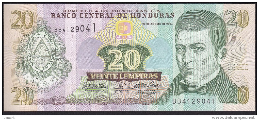 Honduras 20 Lempiras 2004 P92a UNC - Honduras