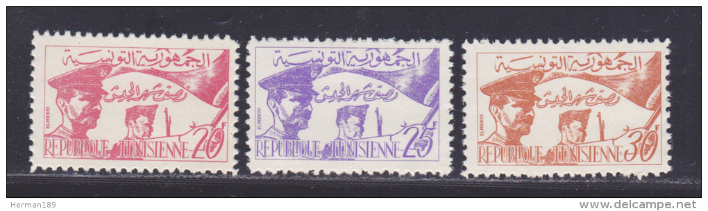 TUNISIE N°  444 à 446 ** MNH Neuf Sans Charnière, TB (D102) Proclamation De La République - 1957 - Tunisie (1956-...)