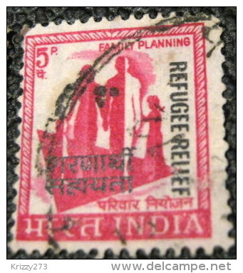 India 1971 Family Planning Refugee Relief Nasik Overprint 5p - Used - Timbres De Bienfaisance