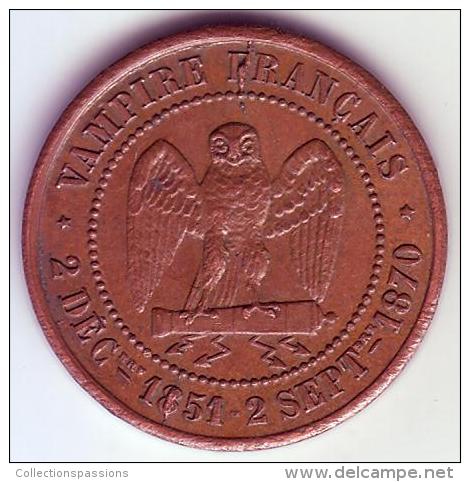 Napoléon III - Monnaie Satyrique - 1870 - - Varietà E Curiosità