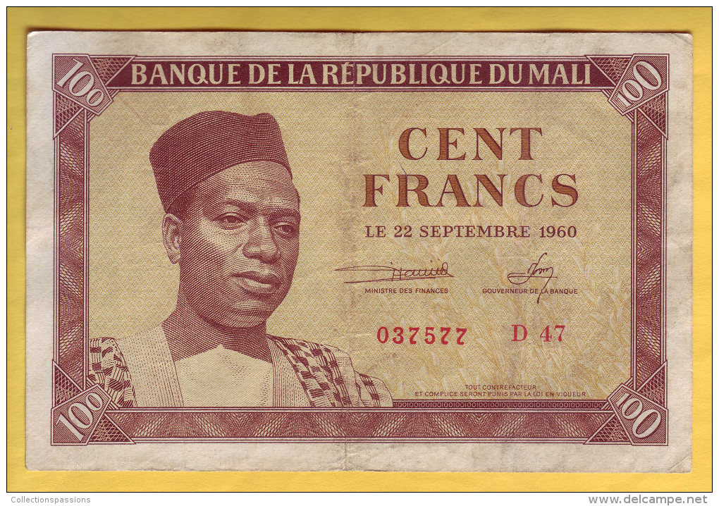 MALI - Billet De 100 Francs. 22-09-1960.  Pick: 2. TTB - Malí