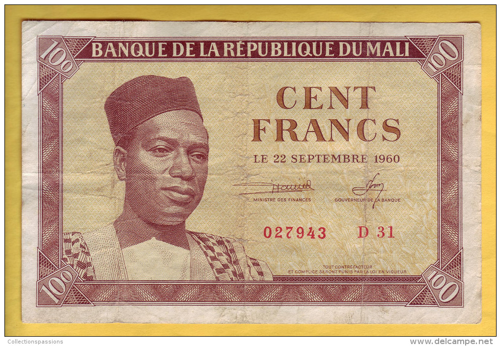 MALI - Billet De 100 Francs. 22-09-1960.  Pick: 2. TTB - Mali