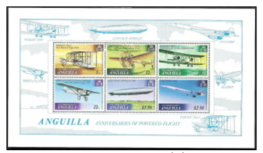 Anguilla,  Scott 2018 # 360a,  Issued 1979,  S/S Of 6,  MNH,  Cat $ 6.50,  Planes, Zeppelin - Anguilla (1968-...)