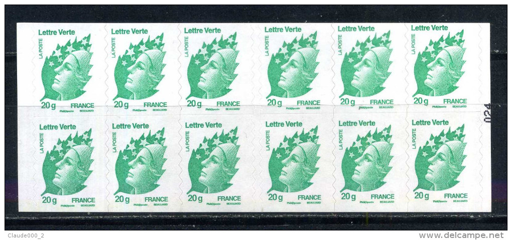 VARIETE CARNET N° 604-C1 BEAUJARD Le Timbre Vert Neuf ** Découpe En Biais Et Chiffre 024 Cisaillé - Unused Stamps