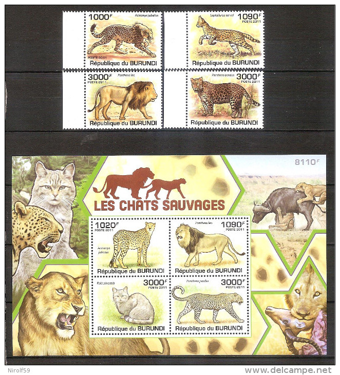 Burundi 2011 - Cats - Unused Stamps