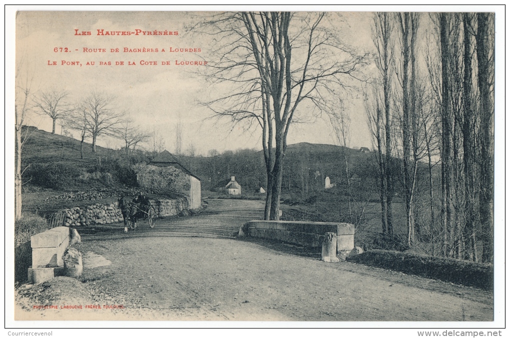 CPA - LOUCRUP (Hautes Pyrénées) - Route De Bagnères à Lourdes - Le Pont, Au Bas De La Cote De Loucrup - Autres & Non Classés