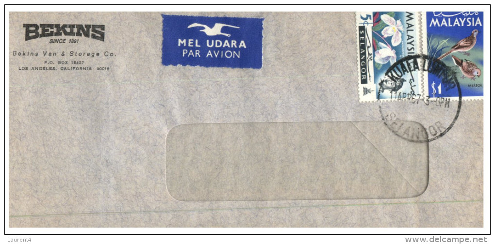 (PH 123) Malaya Selengor To USA Airmail Letter - 1950´s - Selangor