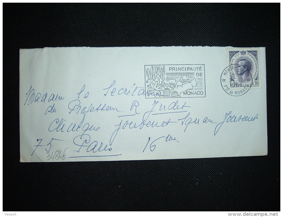 LETTRE POUR LA FRANCE TP RAINIER III 0,30 OBL.MEC.26-12-1968 MONTE CARLO - Storia Postale