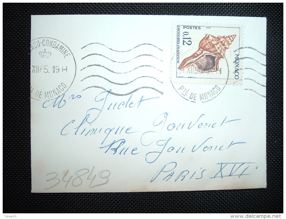 LETTRE MIGNONNETTE POUR LA FRANCE TP COQUILLAGE 0,12 OBL.MEC.31 XII 65 MONACO CONDAMINE - Storia Postale