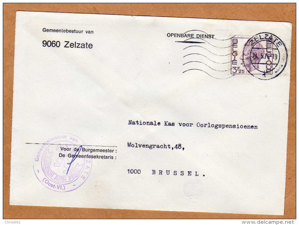 Enveloppe Brief Cover Gemeentebestuur Van Zelzate - Briefe U. Dokumente